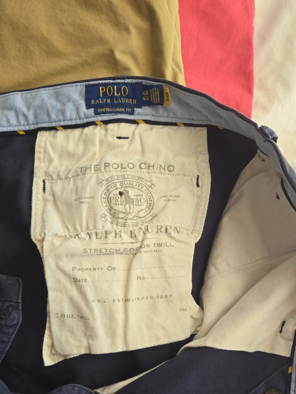 5 Pair Polo by Ralph Lauren Shorts in Red, Khaki, Navy (2), & Off-White, Size 42